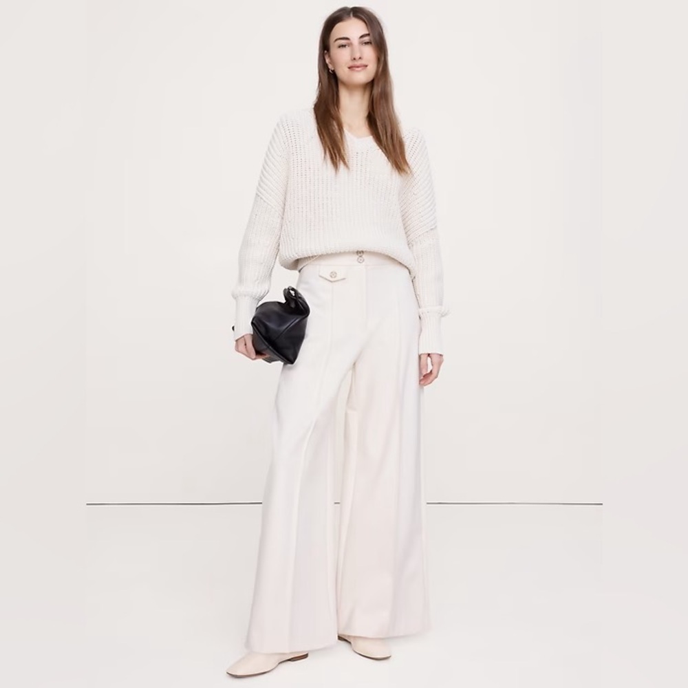 NWT! Banana Republic High-Rise Wide-Leg Drapey Ponte Pant #900975 📻1️⃣